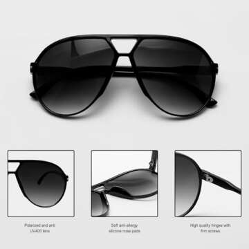 GUVIVI Retro Aviator Sunglasses for Stylish UV Protection