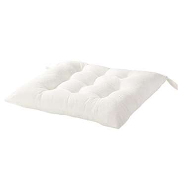 HLOVME Corduroy Chair Cushion with Ties Ultra Soft Warm Floor Cushion for Kids Reading Nook Comfortable Square Seat Cushion for Adult 15.7”x15.7”, White
