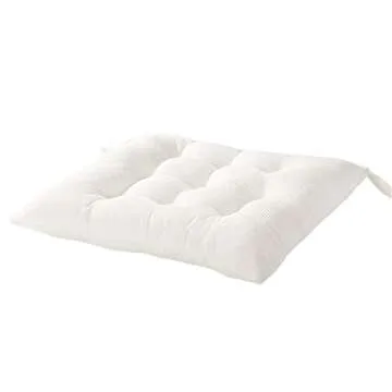 HLOVME Corduroy Chair Cushion with Ties Ultra Soft Warm Floor Cushion for Kids Reading Nook Comfortable Square Seat Cushion for Adult 15.7”x15.7”, White