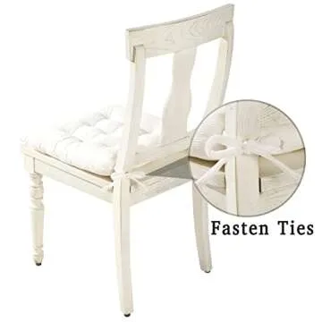 HLOVME Corduroy Chair Cushion with Ties Ultra Soft Warm Floor Cushion for Kids Reading Nook Comfortable Square Seat Cushion for Adult 15.7”x15.7”, White