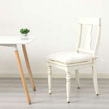 HLOVME Corduroy Chair Cushion with Ties Ultra Soft Warm Floor Cushion for Kids Reading Nook Comfortable Square Seat Cushion for Adult 15.7”x15.7”, White