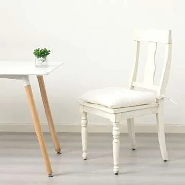 HLOVME Corduroy Chair Cushion with Ties Ultra Soft Warm Floor Cushion for Kids Reading Nook Comfortable Square Seat Cushion for Adult 15.7”x15.7”, White