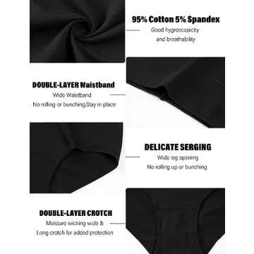 POKARLA Womens Cotton Underwear High Waisted Full Coverage Underpants Soft Breathable Postpartum Panties Stretch Briefs Black