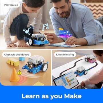 Makeblock mBot Robot Kit with Dongle, 25ft Range Bluetooth Conection, STEM Projects for Kids Ages 8-12 Learn to Code with Scratch Arduino, Robot Kit for Kids, STEM Toys for Beginners