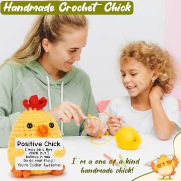Mini Positive Crochet Animals Chicken Valentines Day Gifts for Kids Her Easter Gifts for Kid Emotion...