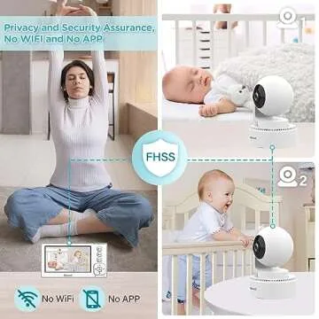Blemil Baby Monitor with 2 Cameras and Audio, 4.3'' IPS Split-Screen Monitor with 29-Hour Battery, 1000ft Range Pan-Tilt-Zoom Video Baby Monitor No WiFi, 2X Zoom