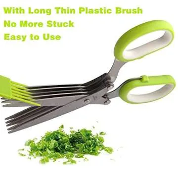 Herb Scissors with 5 Blades and Cover,Kitchen 5 Stainless Steel Blade Herb Cutting Shears Scissors, Shredding Scissors for Paper,Food Salad Herb Cilantro Cutter Mincer Chopper Garden Kitchen Gadgets