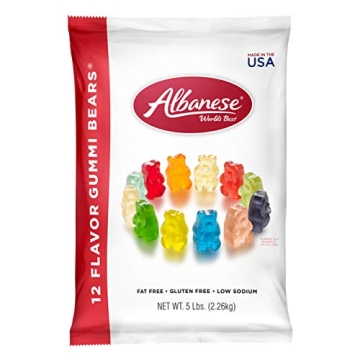 Albanese World's Best 12 Flavor Gummi Bears - 5lbs Soft Chewy Fruit Candy