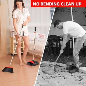 BSKLIN Broom and Dustpan Set for Indoor & Outdoor Cleaning
