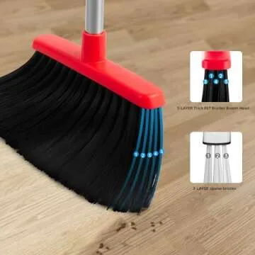 BSKLIN Broom and Dustpan Set for Indoor & Outdoor Cleaning