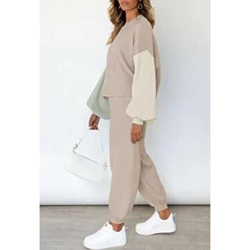 Viottiset Women's 2 Piece Outfits Sweatsuit Casual Knit Pullover Sweater Pajamas Lounge Set