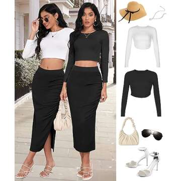 Stylish EARKOHA Pencil Midi Skirt for Women 2024