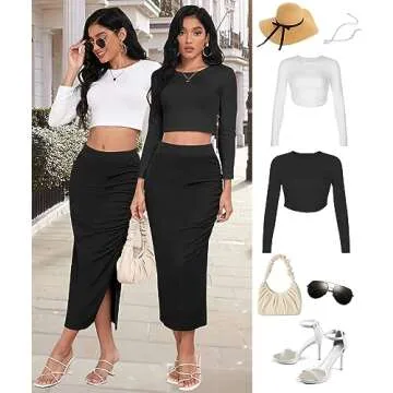 Stylish EARKOHA Pencil Midi Skirt for Women 2024