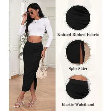 Stylish EARKOHA Pencil Midi Skirt for Women 2024