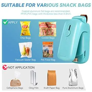 Mini Bag Sealer, ROMSTO Handheld Heat Vacuum Sealer, 2 in 1 Sealer and Cutter with Lanyard, Portable Resealer Machine for Plastic Bags Food Storage Snacks Freshness (2xAA Batteries Included)