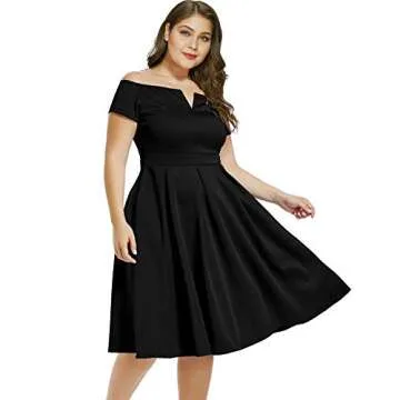 LALAGEN Plus Size Vintage Party Cocktail Swing Midi Dress