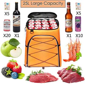 SEEHONOR Insulated Cooler Backpack Leakproof Soft Cooler Bag Lightweight Backpack Cooler for Lunch P...