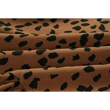 Angashion Women's Tops Casual Floral Print Cap Sleeve Ruffle Neck Loose Babydoll Shirt Blouse Tunic Top Brown M