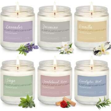 6 Pack Lavender Scented Candles Gift Set