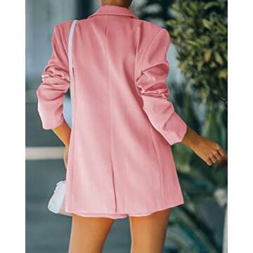 Stylish Women's Pink Blazer and Short Pants Suit Set