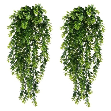 HUAESIN 2pcs Fake Hanging Plants 2.6ft Faux Ivy Vines