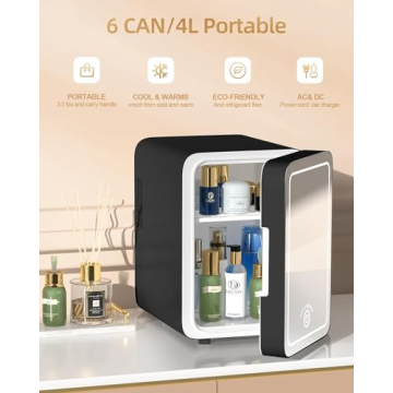 Cutieworld Mini Fridge LED Mirror for Skincare & Beauty