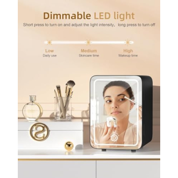 Cutieworld Mini Fridge LED Mirror for Skincare & Beauty