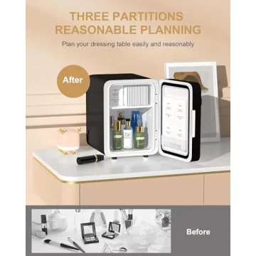 Cutieworld Mini Fridge LED Mirror for Skincare & Beauty