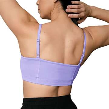 Aoxjox Women's Workout Bandeau Sports Bras Training Fitness Running Yoga Crop Tank Top (Purple Heather, Large)