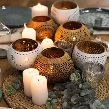 Jollifers Handmade Coconut Shell Candle Holders Set of 3