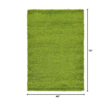 Unique Loom Solid Shag Collection Area Rug (4' 1" x 6' 1" Rectangle, Grass Green)