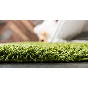 Unique Loom Solid Shag Collection Area Rug (4' 1" x 6' 1" Rectangle, Grass Green)