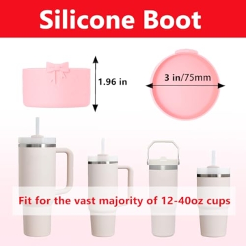 Cute YAYAYOUNG Stanley Cup Accessories Red Silicone Set