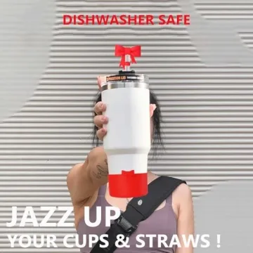 Cute YAYAYOUNG Stanley Cup Accessories Red Silicone Set