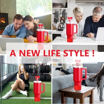 Cute YAYAYOUNG Stanley Cup Accessories Red Silicone Set