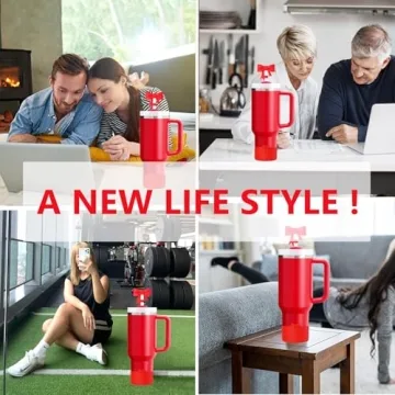 Cute YAYAYOUNG Stanley Cup Accessories Red Silicone Set