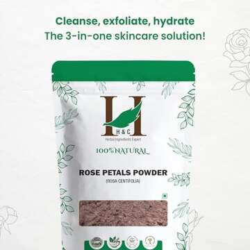 H&C HERBAL INGREDIENTS EXPERT 100% Pure Rose Petals Powder (Rosa Centifolia) for Facial Mask Formulation - 1/2 LB/ 227 gms / 8 Oz