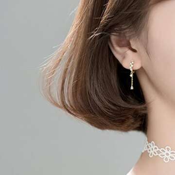 SLUYNZ 925 Sterling Silver CZ Hoop Earrings Dangle for Women Teens Girls Teardrop Huggie Earrings Dr...