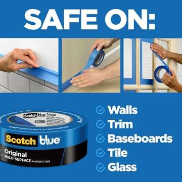 ScotchBlue Original Multi-Surface Painters Tape, 2 Inch Wide (1.88 In. x 60 Yds), 6 Rolls Blue Paint Tape Protects Surfaces & Removes Easily, Masking Tape for Indoor and Outdoor Use (2090-48TP6)