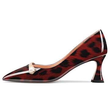 Castamere Women High Heel Pointed Toe Slip-on Patchwork Pumps Wedding Prom Casual 3.3 Inches Heels Burgundy Wine Red Leopard 5 M US