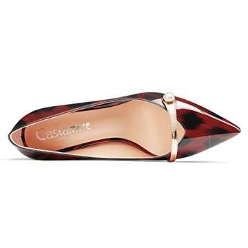 Castamere Women High Heel Pointed Toe Slip-on Patchwork Pumps Wedding Prom Casual 3.3 Inches Heels Burgundy Wine Red Leopard 5 M US