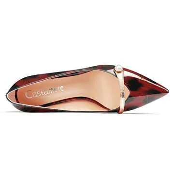 Castamere Women High Heel Pointed Toe Slip-on Patchwork Pumps Wedding Prom Casual 3.3 Inches Heels Burgundy Wine Red Leopard 5 M US