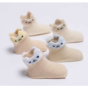 GZMM® Newborn Baby Organic Cotton Socks 5 Pairs Pack For 0-24months Infant Toddler