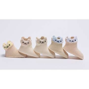 GZMM® Newborn Baby Organic Cotton Socks 5 Pairs Pack For 0-24months Infant Toddler