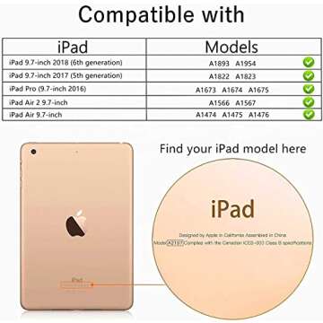 TIRIN 9.7-Inch Case, Kids Case for iPad 6th/5th Generation 2018/2017, iPad Air 1/2 & iPad Pro 9.7 Case with Built-in Screen Protector, Durable Shockproof Protective Cover with Handle Stand