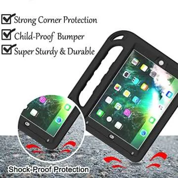 TIRIN 9.7-Inch Case, Kids Case for iPad 6th/5th Generation 2018/2017, iPad Air 1/2 & iPad Pro 9.7 Case with Built-in Screen Protector, Durable Shockproof Protective Cover with Handle Stand