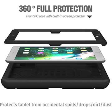 TIRIN 9.7-Inch Case, Kids Case for iPad 6th/5th Generation 2018/2017, iPad Air 1/2 & iPad Pro 9.7 Case with Built-in Screen Protector, Durable Shockproof Protective Cover with Handle Stand