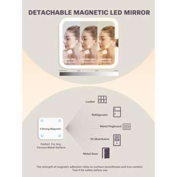 Qislee Makeup Box with A Detachable Lighted Mirror, Waterproof Travel Train Case, Cosmetic Organizer...