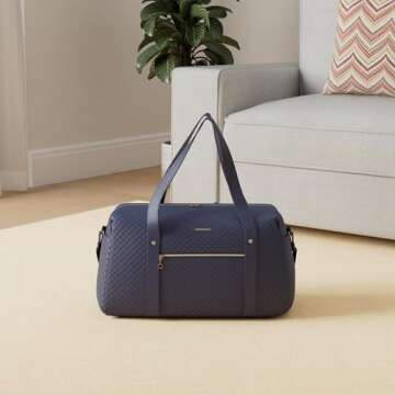 BAGSMART Travel Duffle Bag 31L Quilted Weekender Overnight Bag for Women with Laptop Compartment, La...