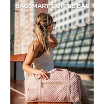 BAGSMART 31L Quilted Weekender Bag with Laptop Compartment